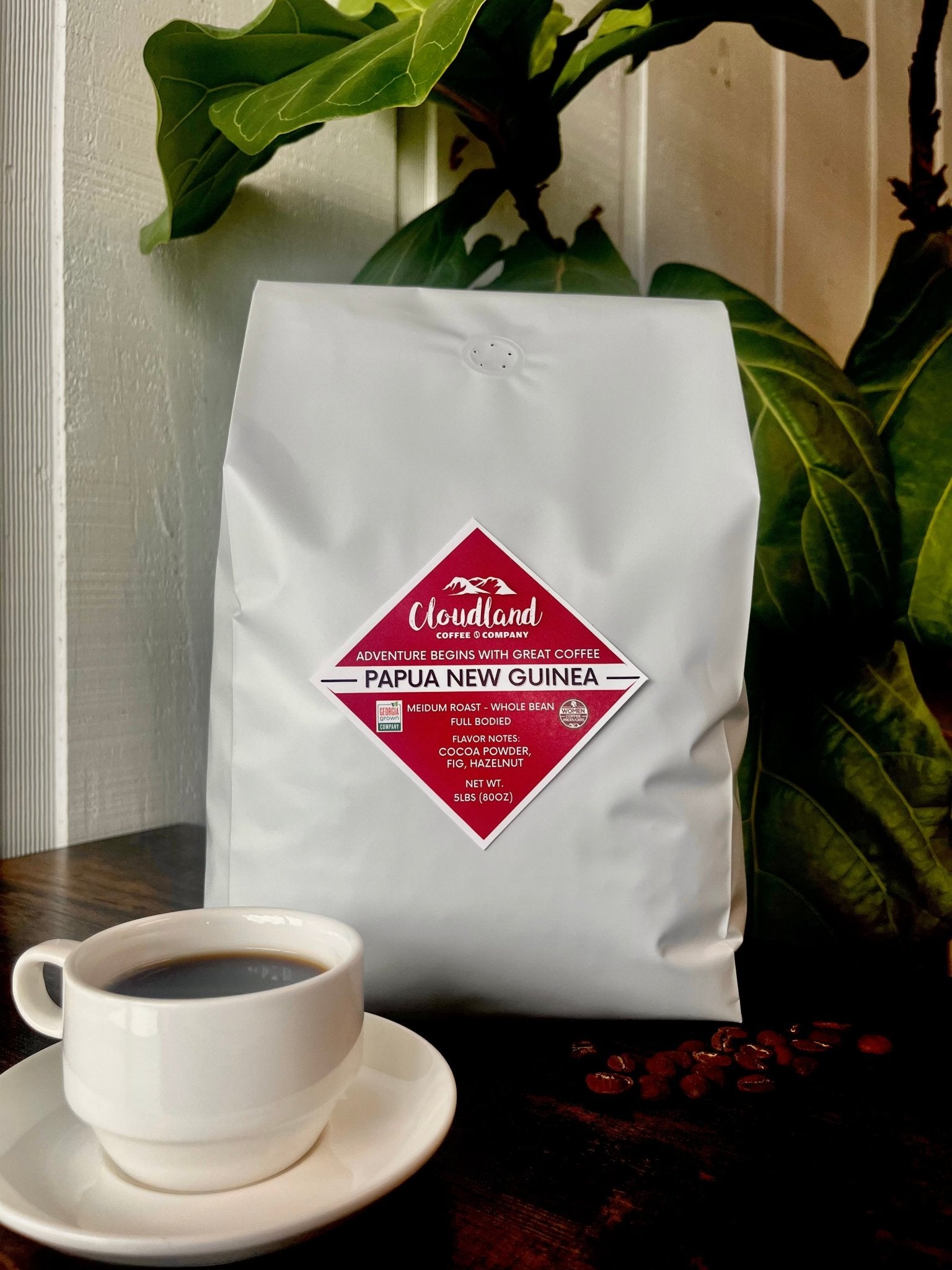 A bag of Papua New Guinea coffee from Cloudland Coffee Company