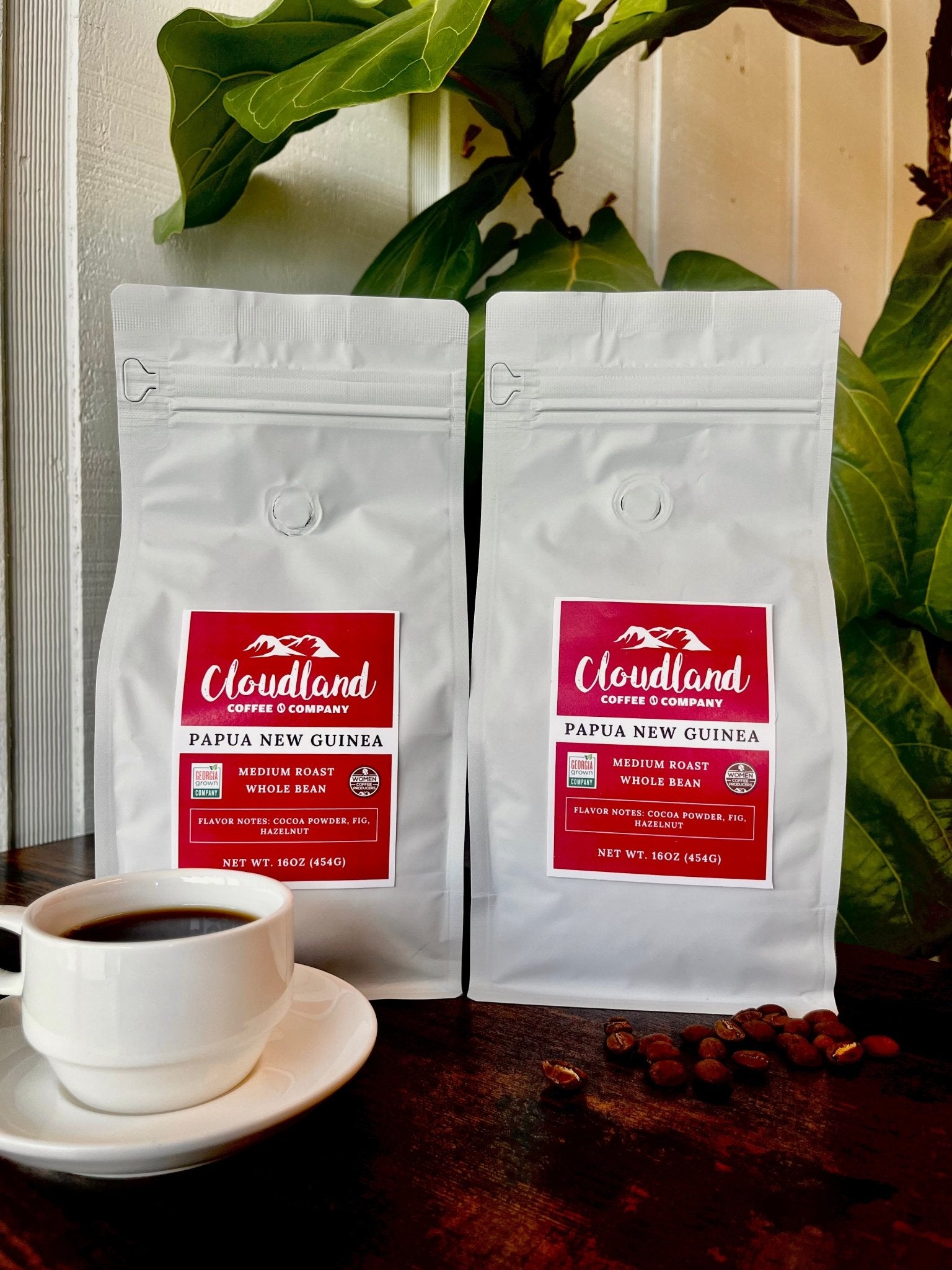 Two bags of Papua New Guinea coffee from Cloudland Coffee Company